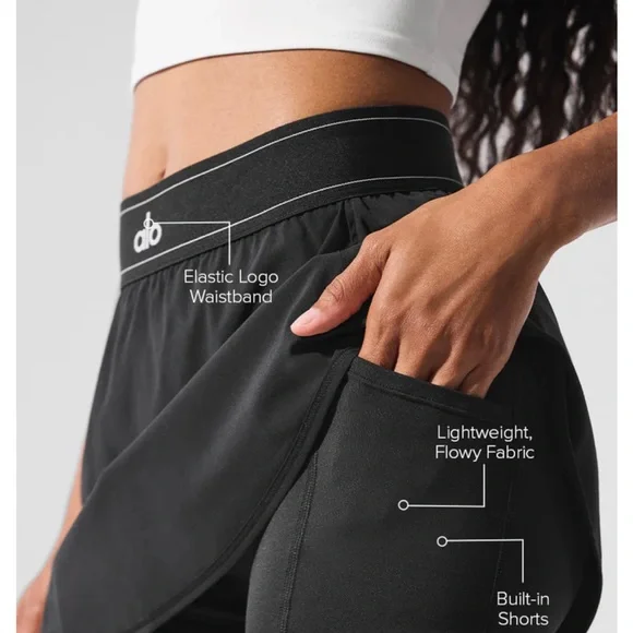 ALO Yoga Match Point Black Tennis Skirt - Picture 9 of 12